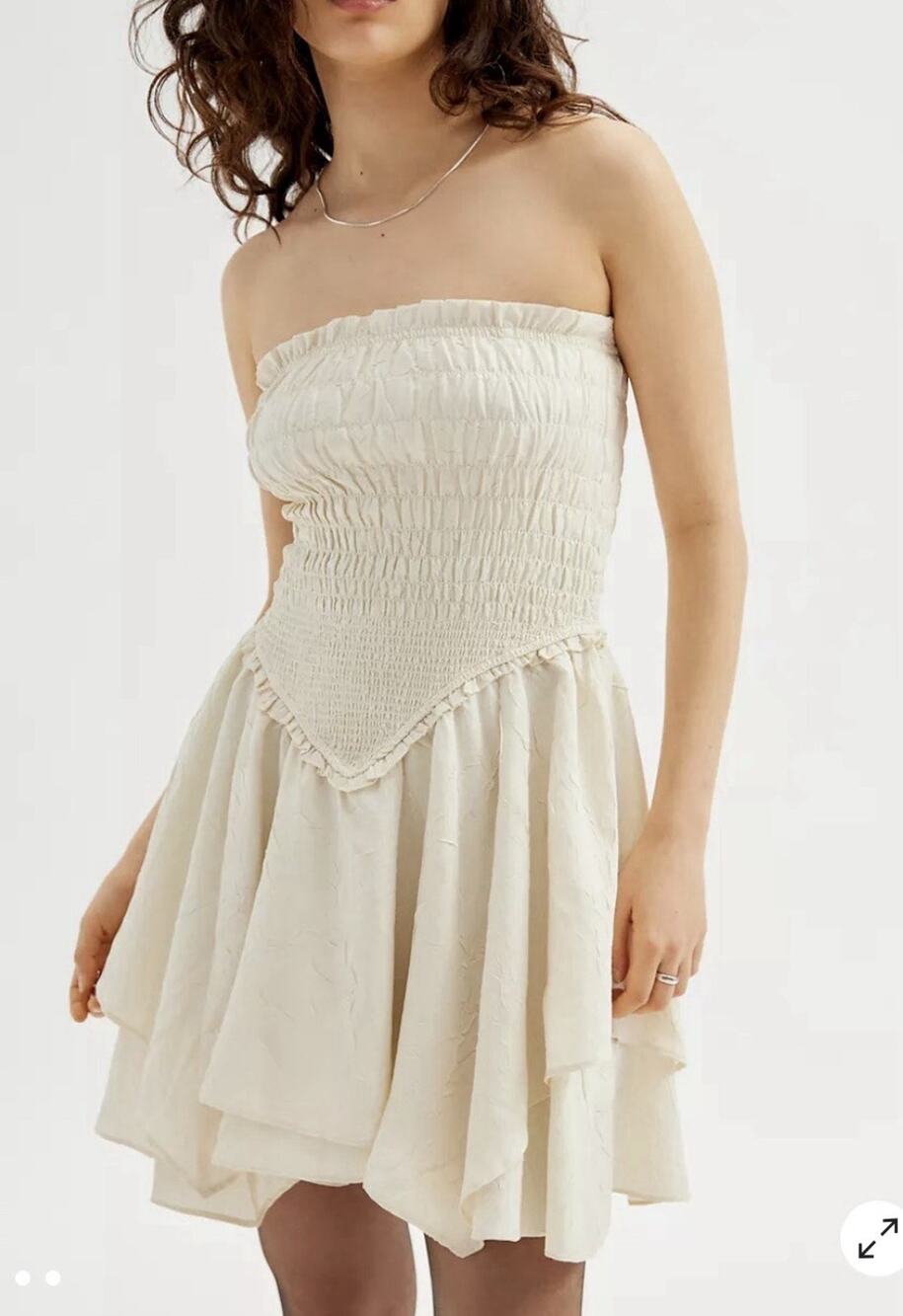 UO Poppy Mini Dress Smocked Bodice Size S